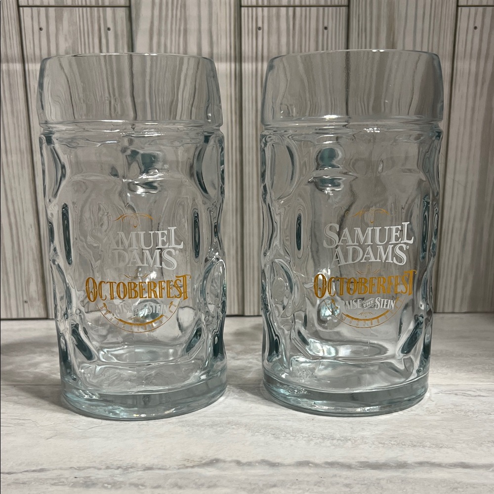 Samuel Adams OctoberFest Raise the Stein Beer Mugs. 1 Liter. 2 Mugs